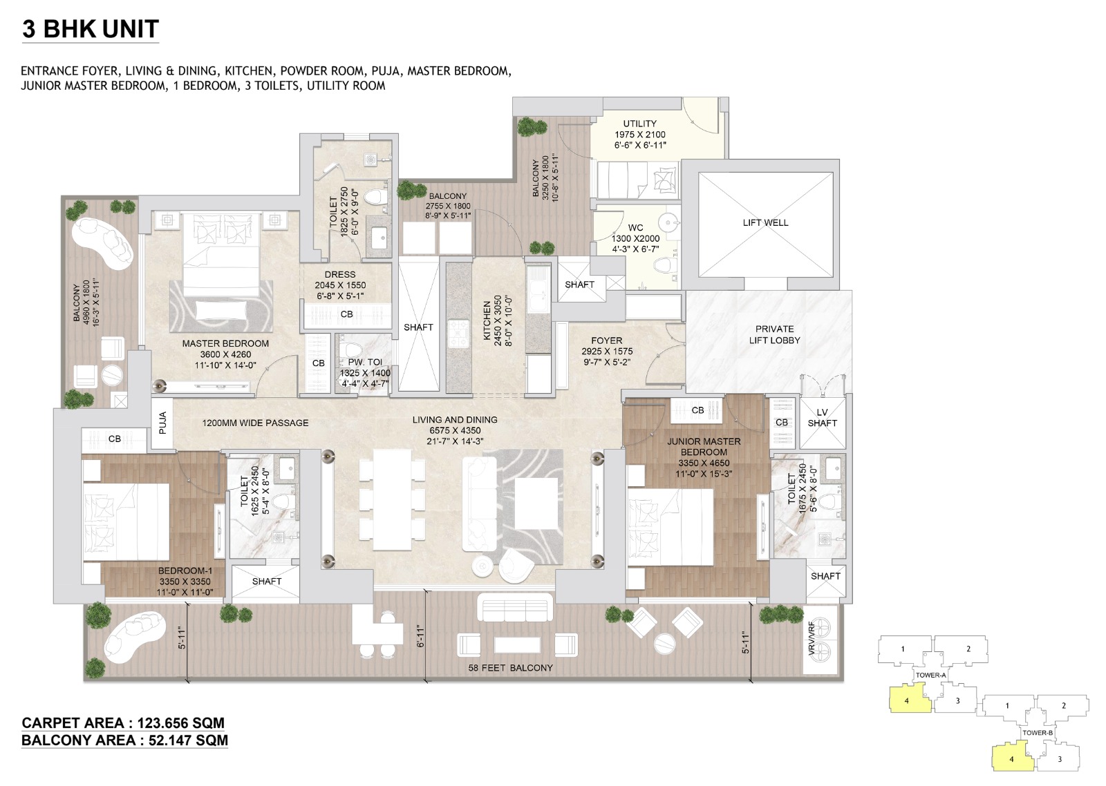 4 BHK 3785 Sq. Ft. Apartment