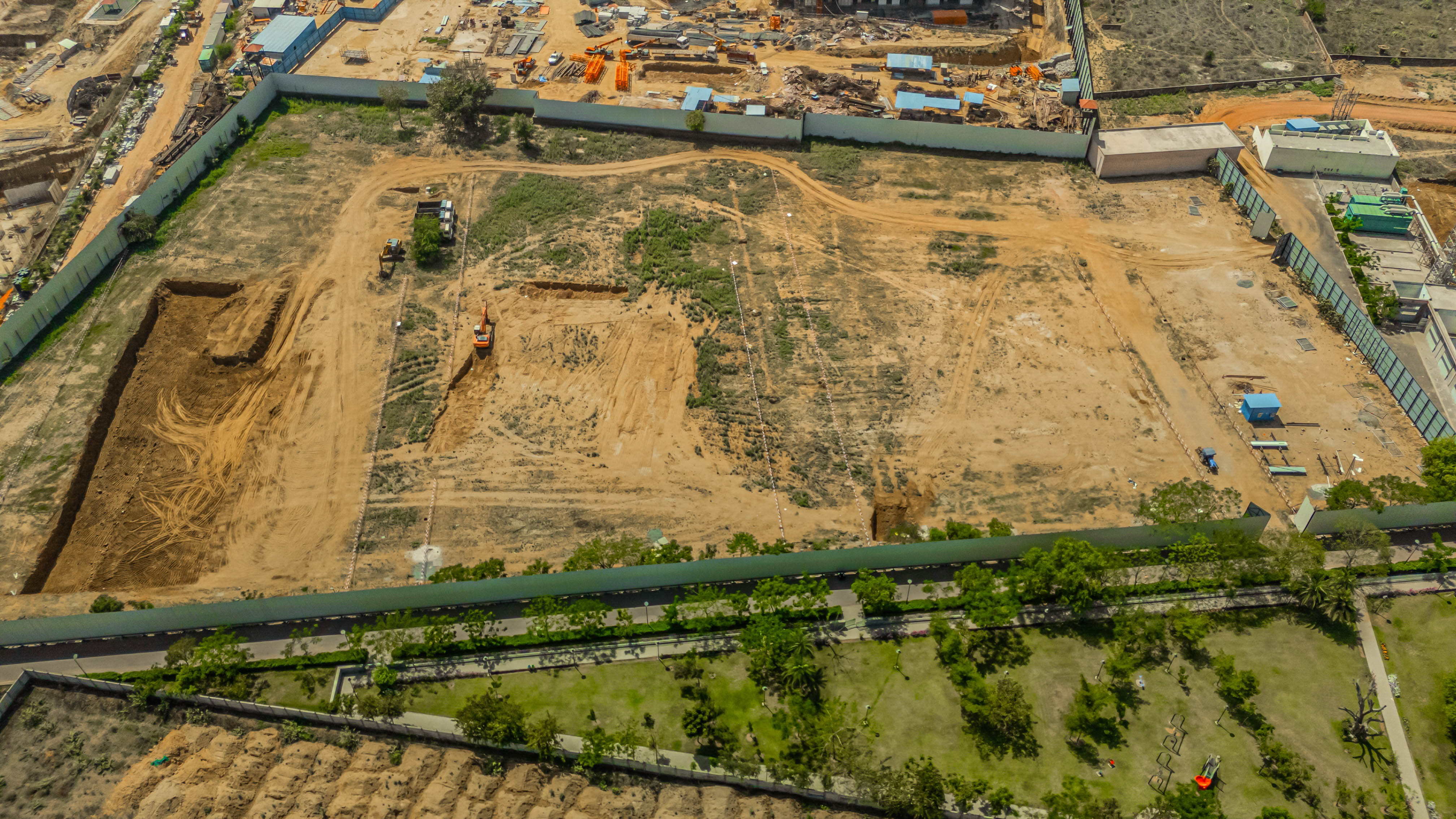 Site barricading completed, Excavation work ongoing