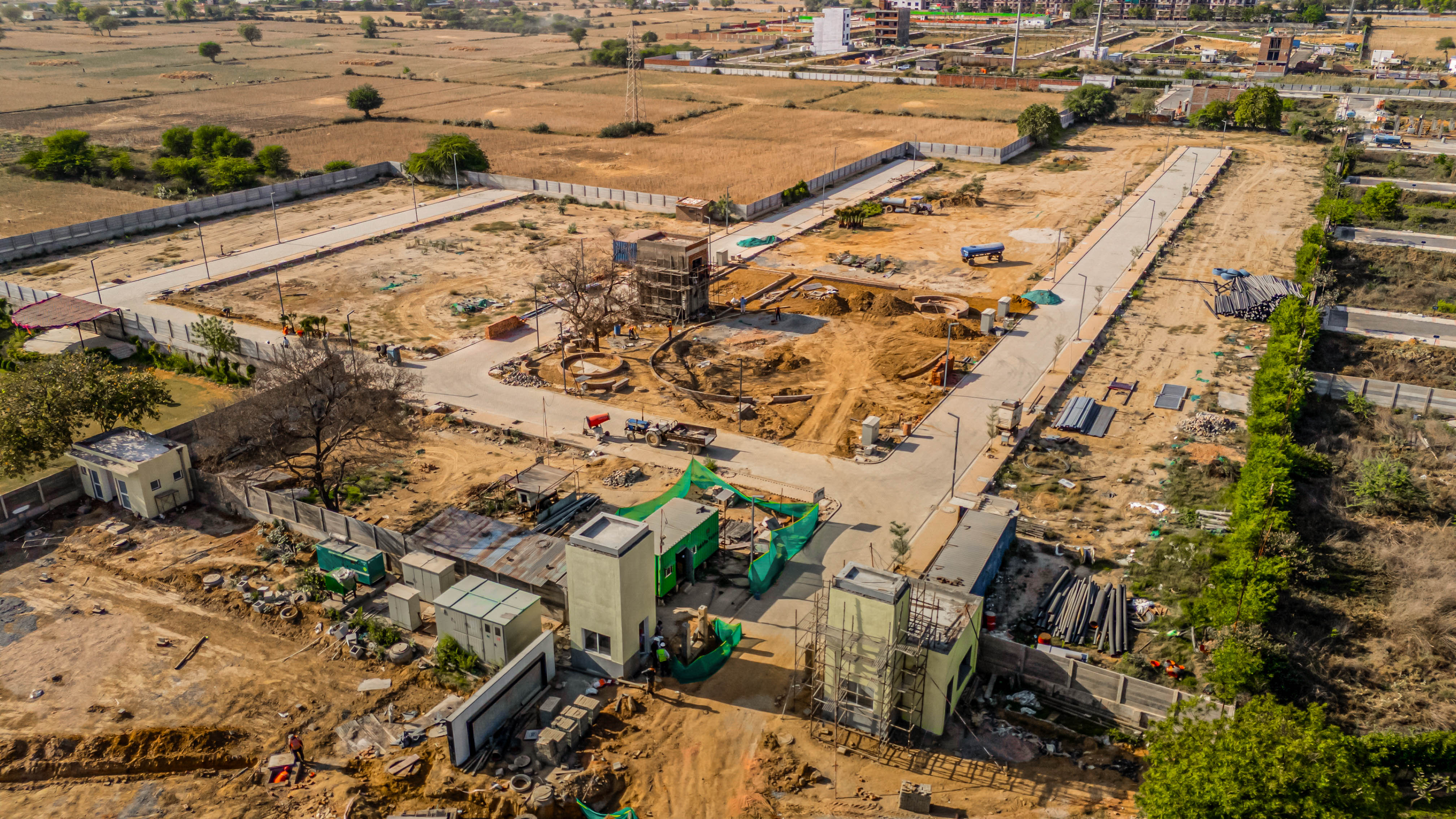 Road works at completion stage, STP & WTP civil works completed, Utilities & Services at completion stage