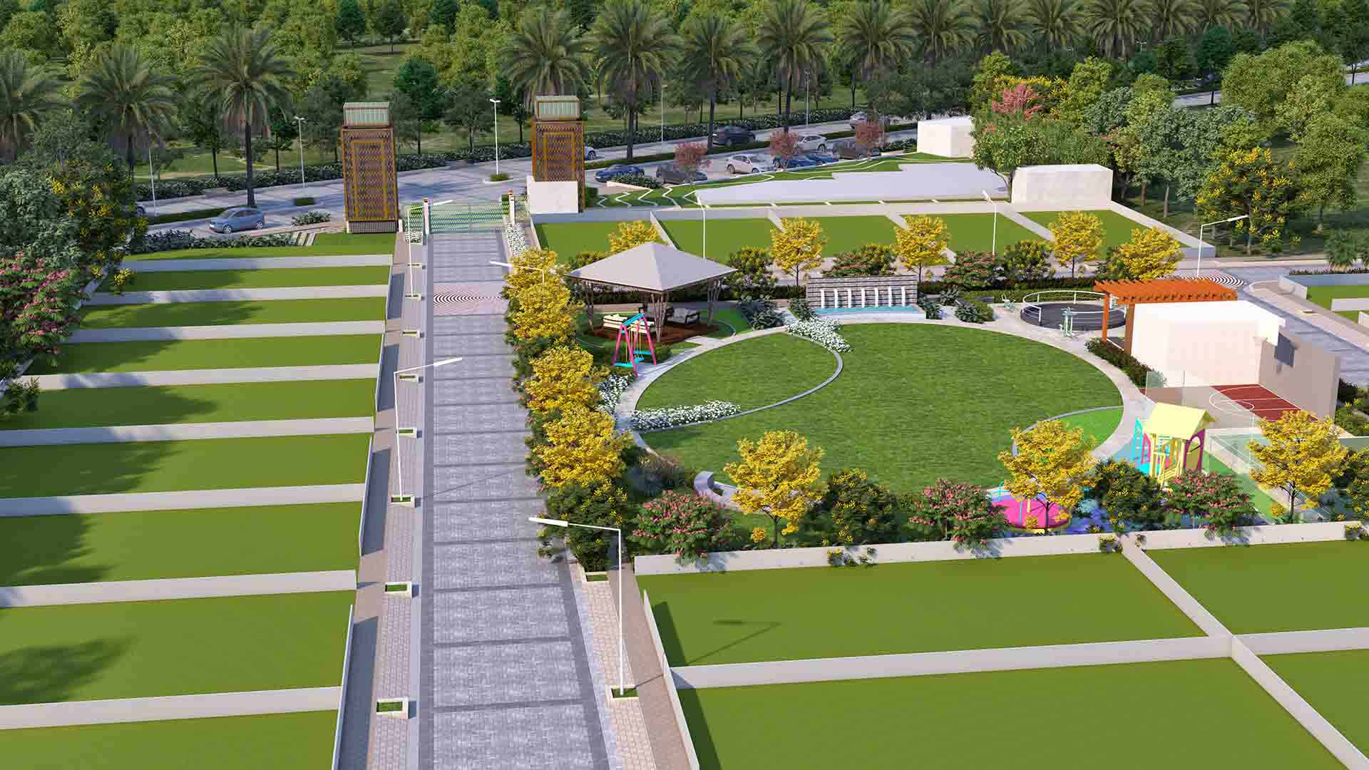 Central Green with Gate View