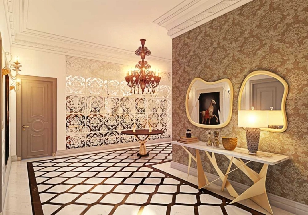 Godrej New Launch Apartment Interior With Decorative Wall And Chandelier