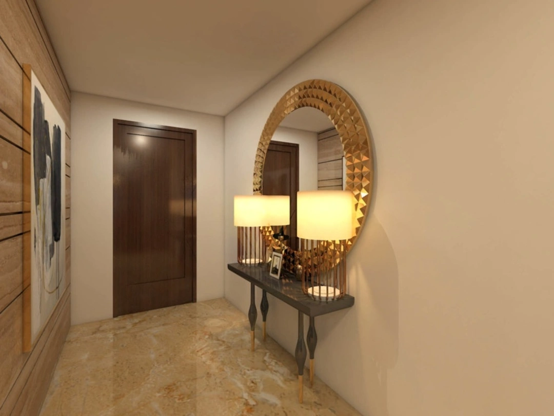 Godrej New Launch Apartment Entrance With Decorative Mirror And Console