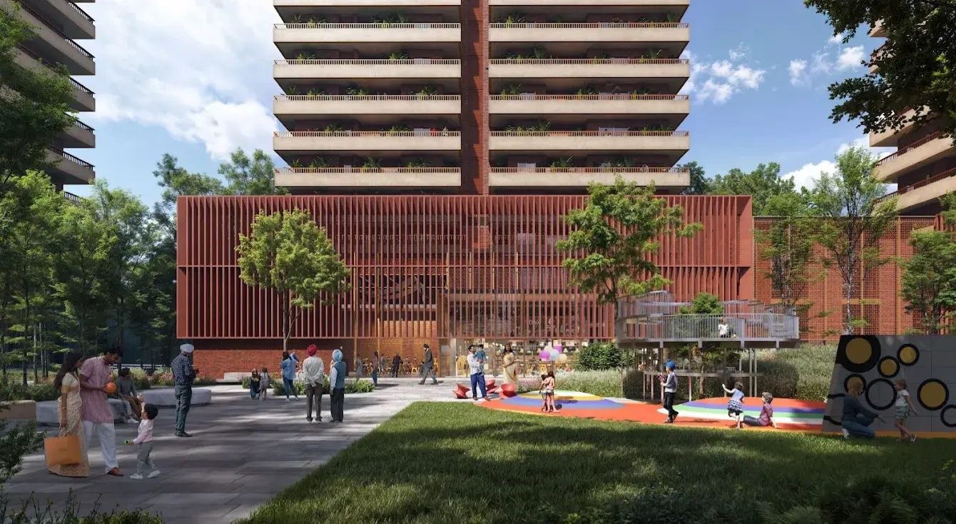 Max Estate 360 Exterior with landscaped courtyard and children's play area