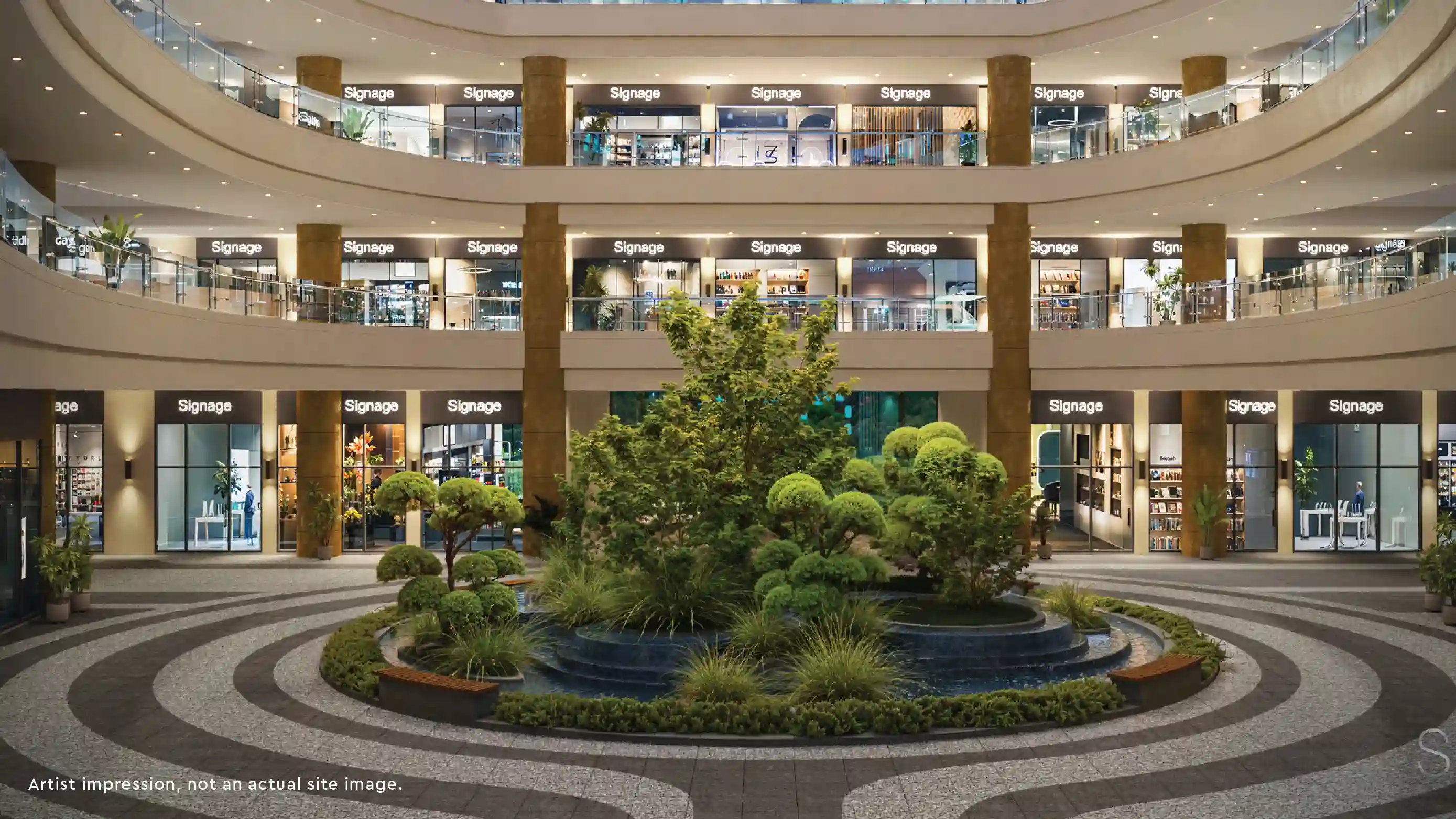 Godrej Avenue 9 Island Planters & Floating Greens in the Central Atrium
