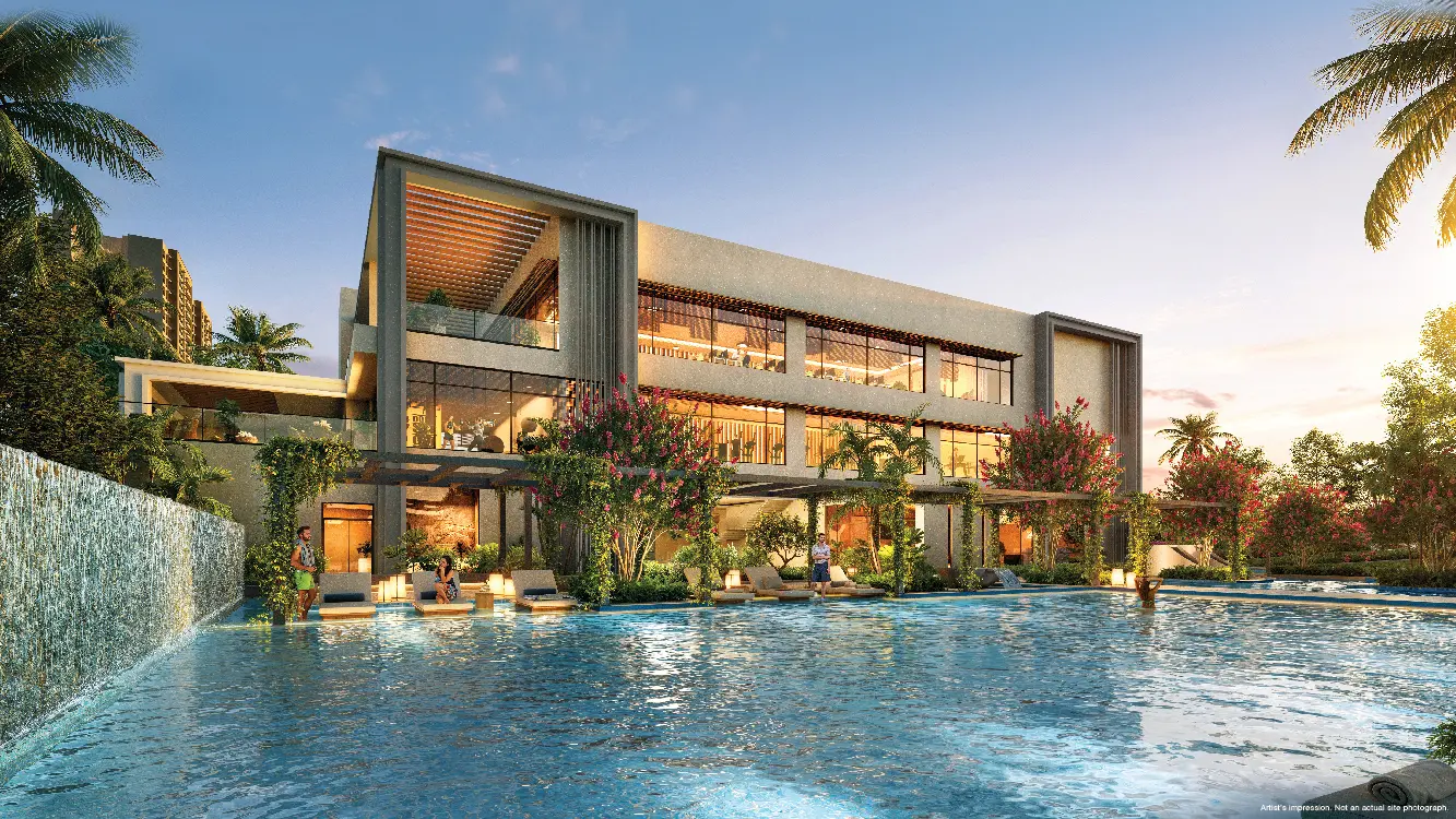 Godrej Lakeside Orchard Club Pool Dusk