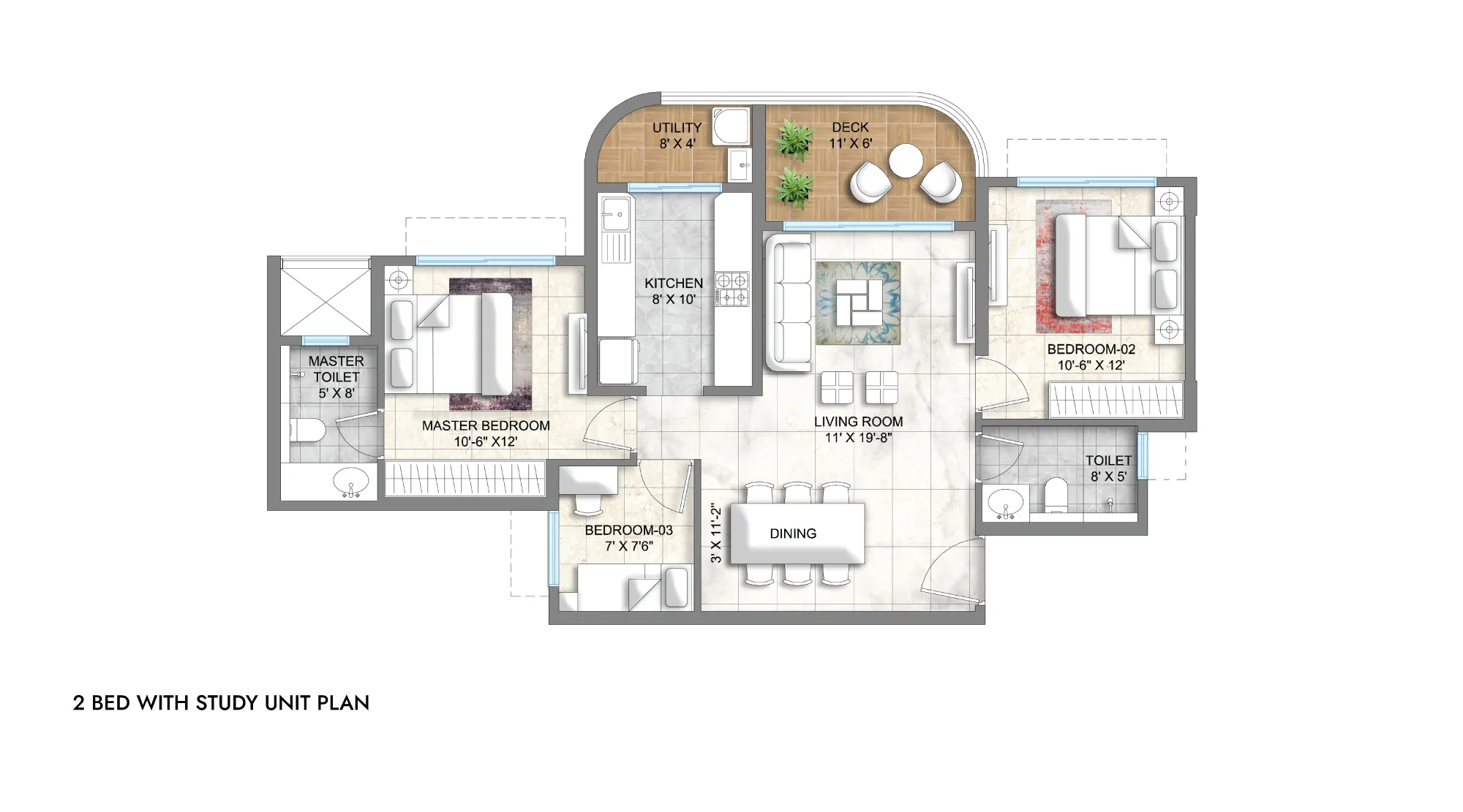 Lodha Corinthia LBS Marg Bed With Study Unit Plan 2000X1111