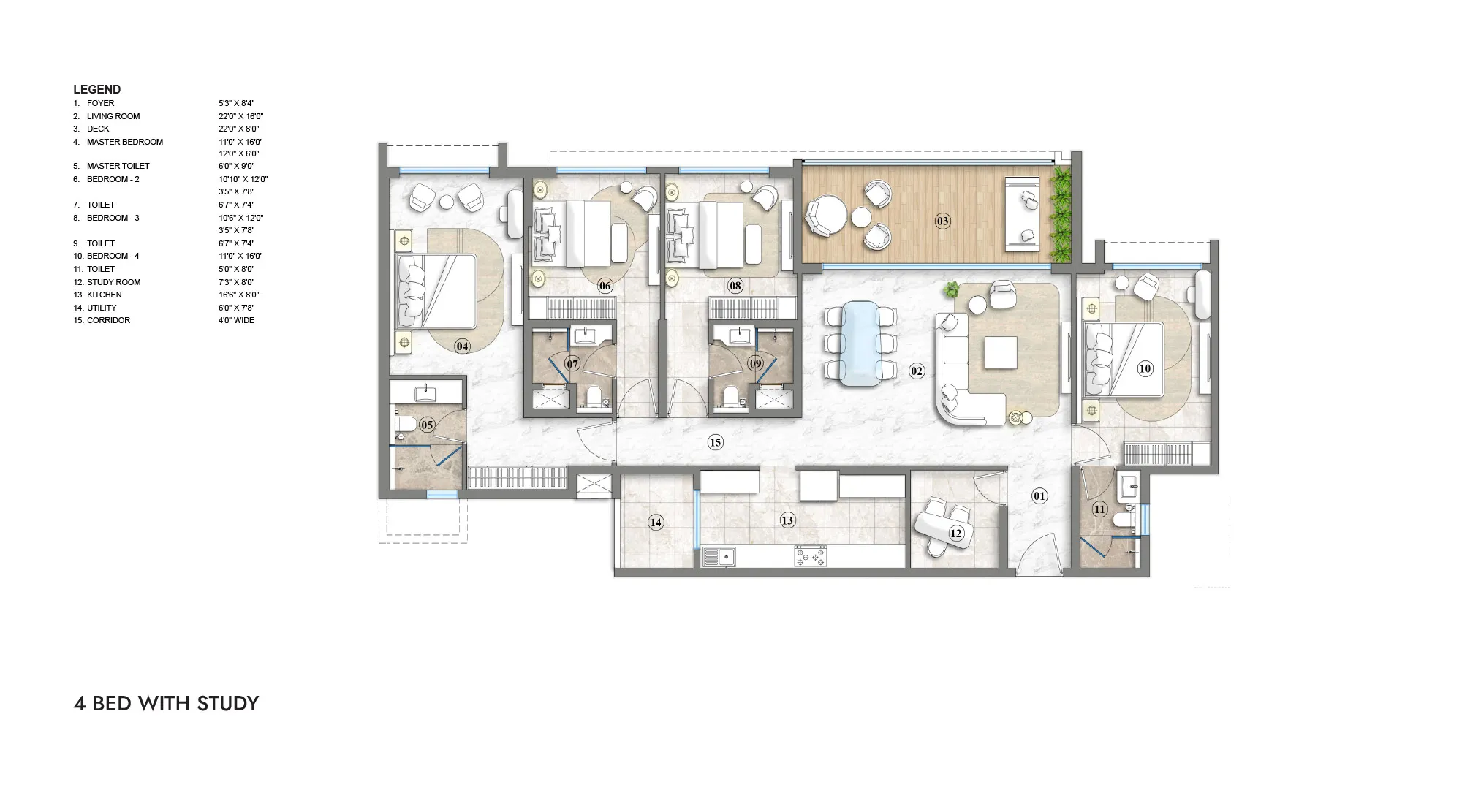 Lodha Elaris Vikhroli Lodha Elaris – Unit plan of 4 BHK flat in Vikhroli