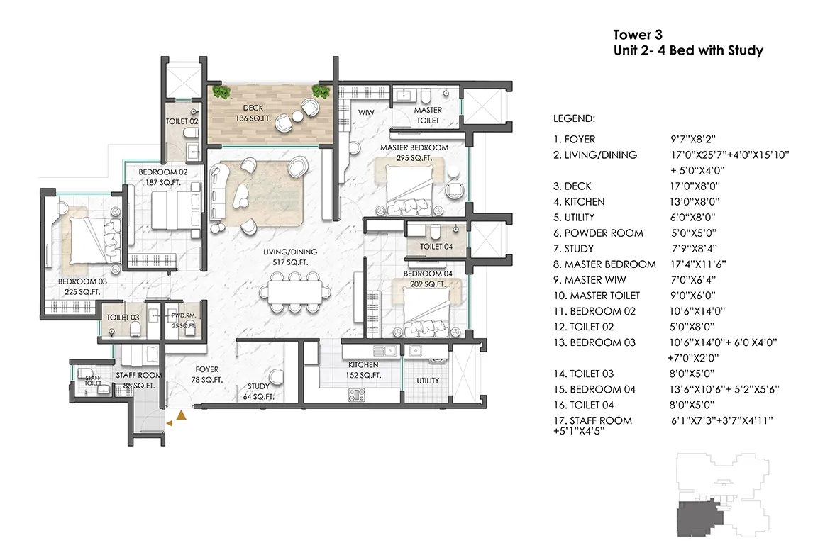 Lodha Massimo Baner 4 BHK Flat plan in Residential Project in Baner