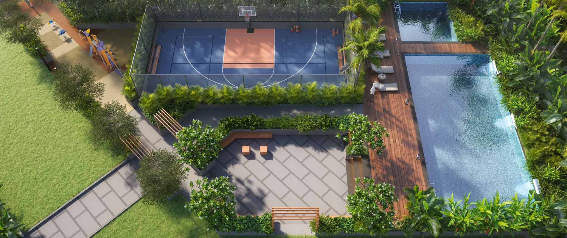 Lodha Bellavista Podium Aerial Image